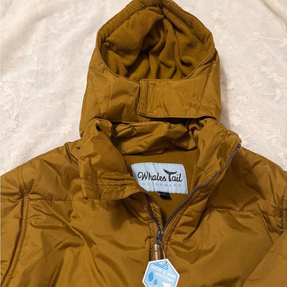 Whales Tail Youth Boy’s Hooded Puffer Jacket - Mustard Brown, sz large, NWT! - Picture 5 of 8